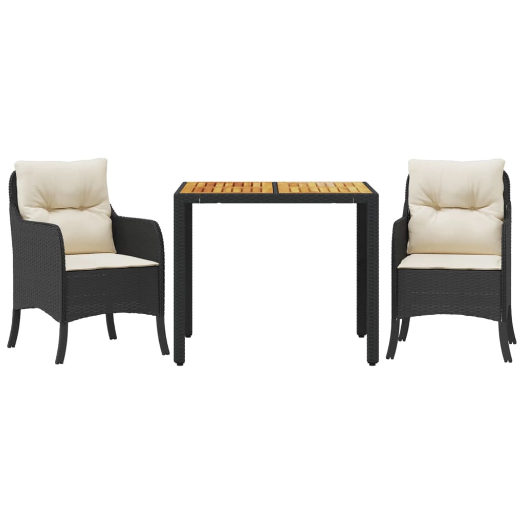 Garden Dining Set Black, Cream White Poly Rattan Compact
