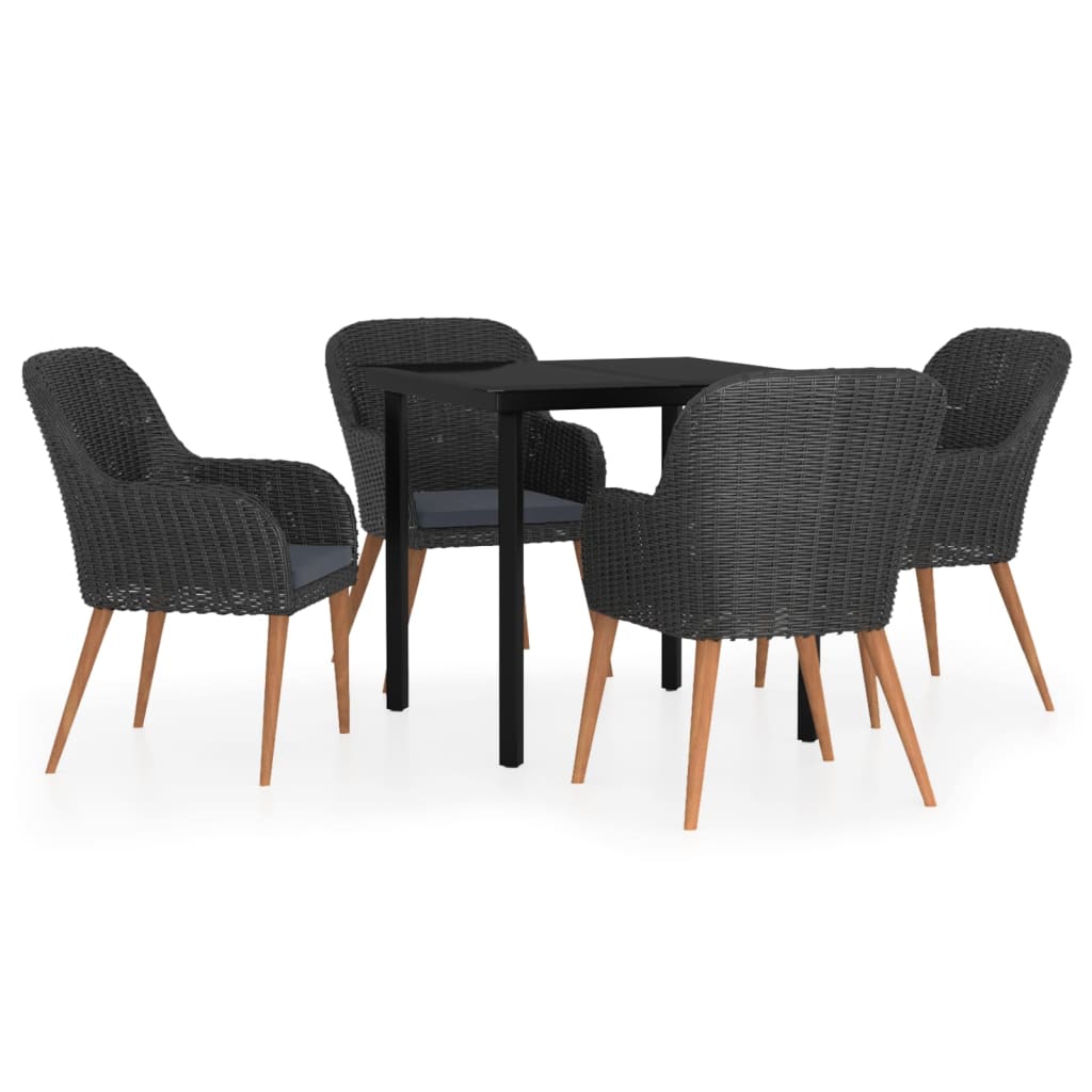 Garden Dining Set Black, Dark Gray