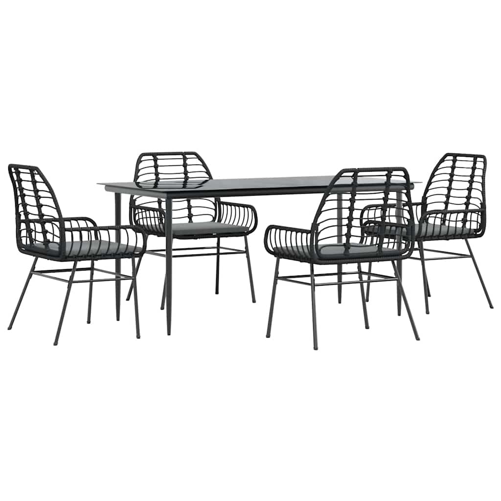 Garden Dining Set Black, Dark grey