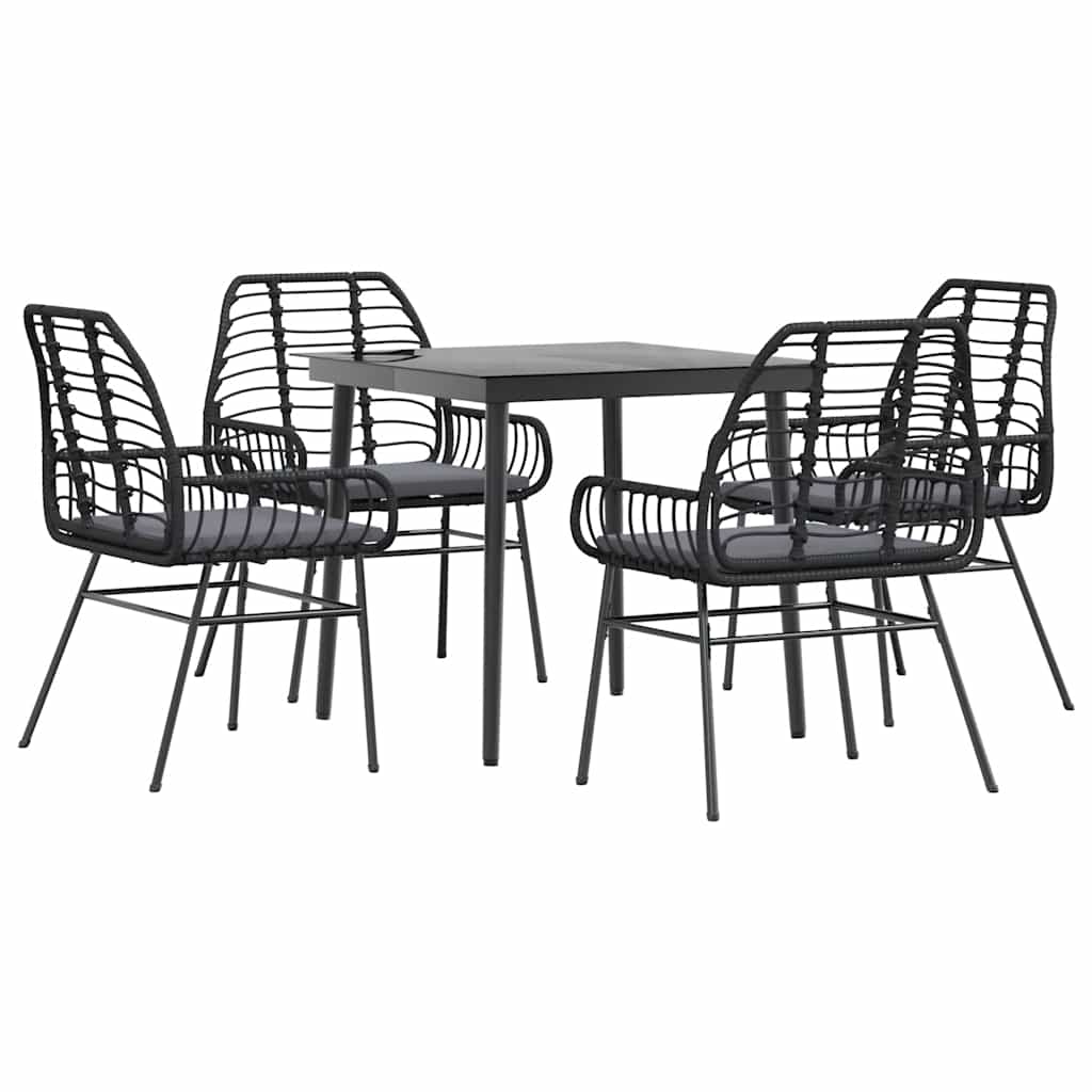 Garden Dining Set Black, Dark Grey