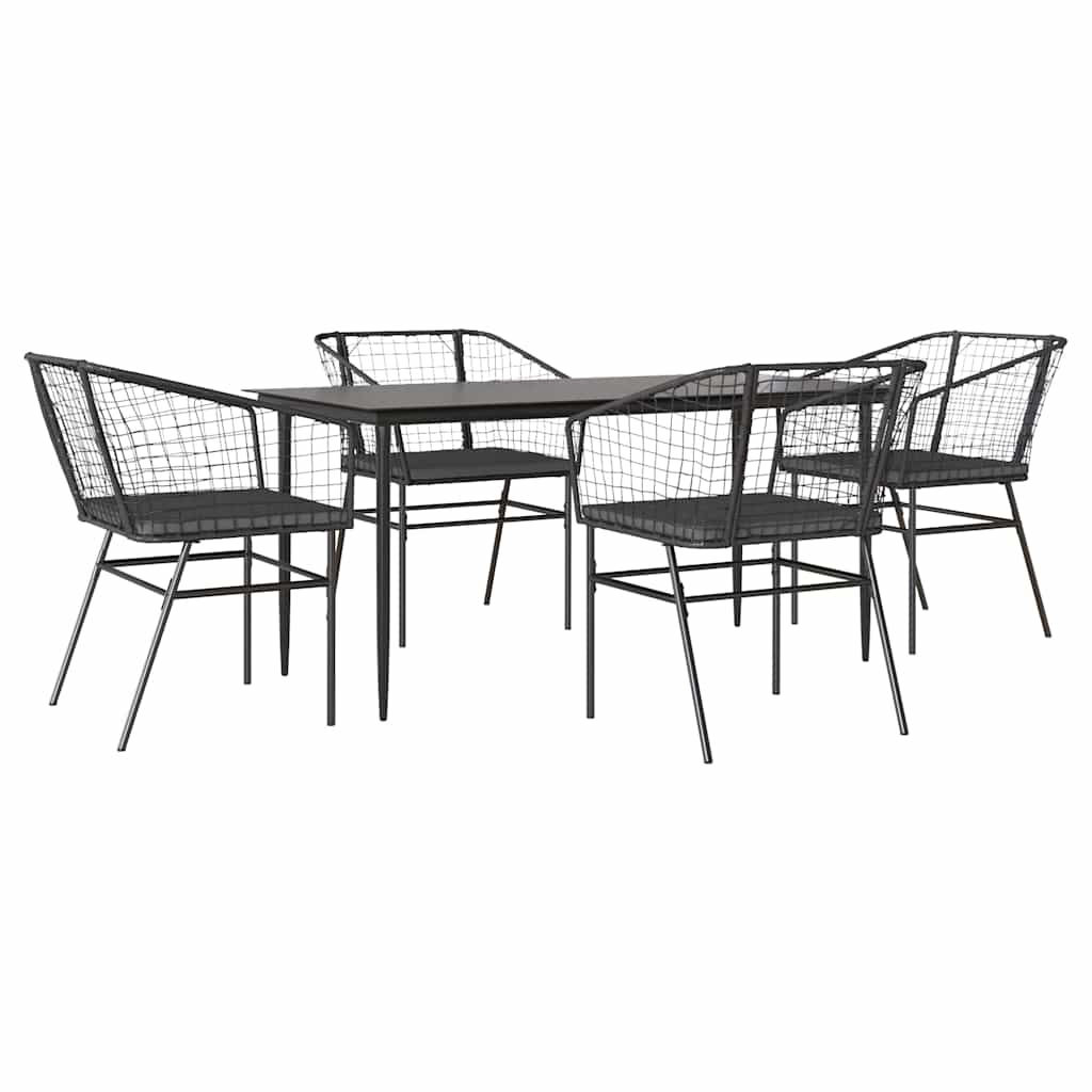 Garden Dining Set Black, Dark Grey