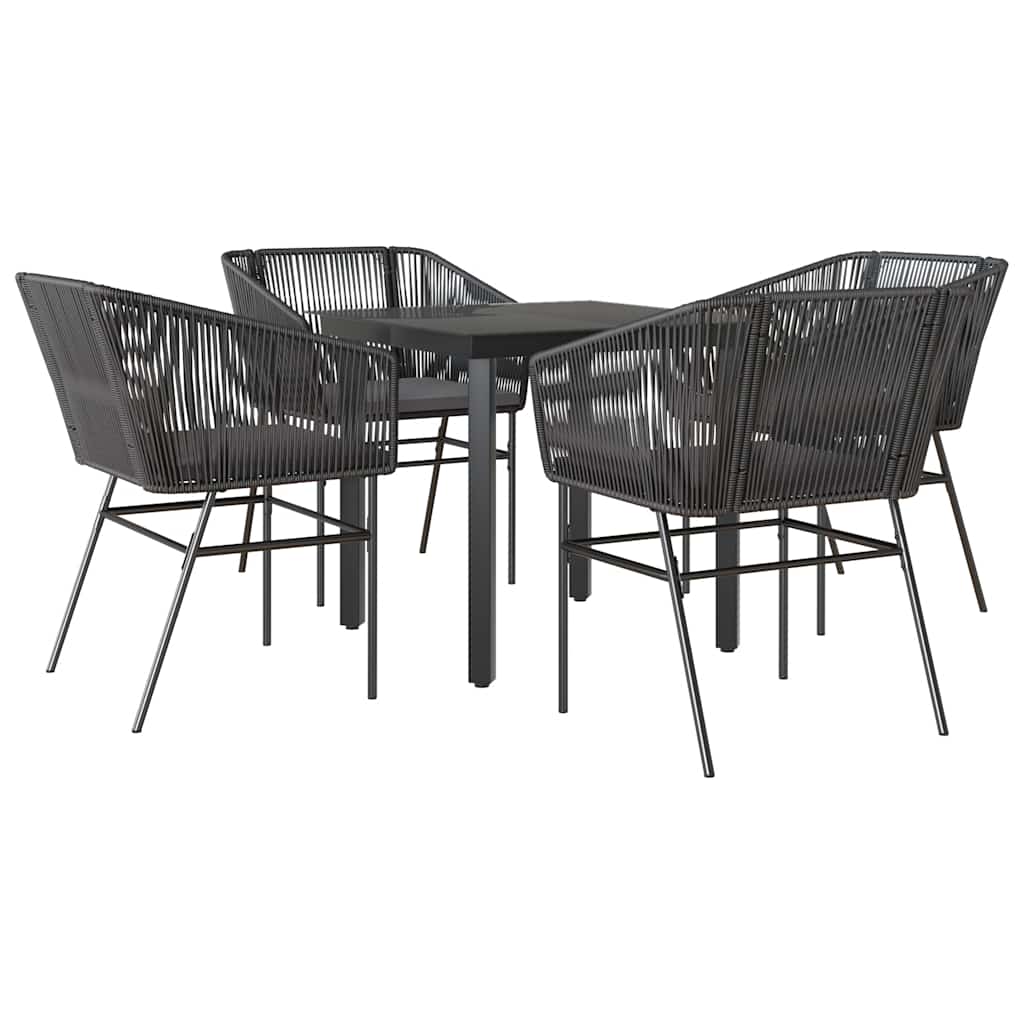 Garden Dining Set Black, Dark Grey