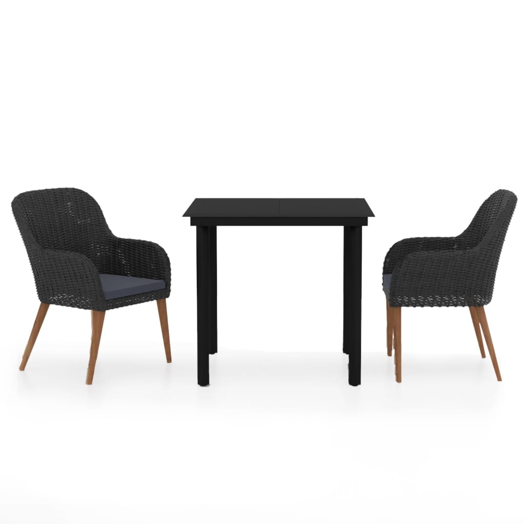 Garden Dining Set Black, Dark Grey