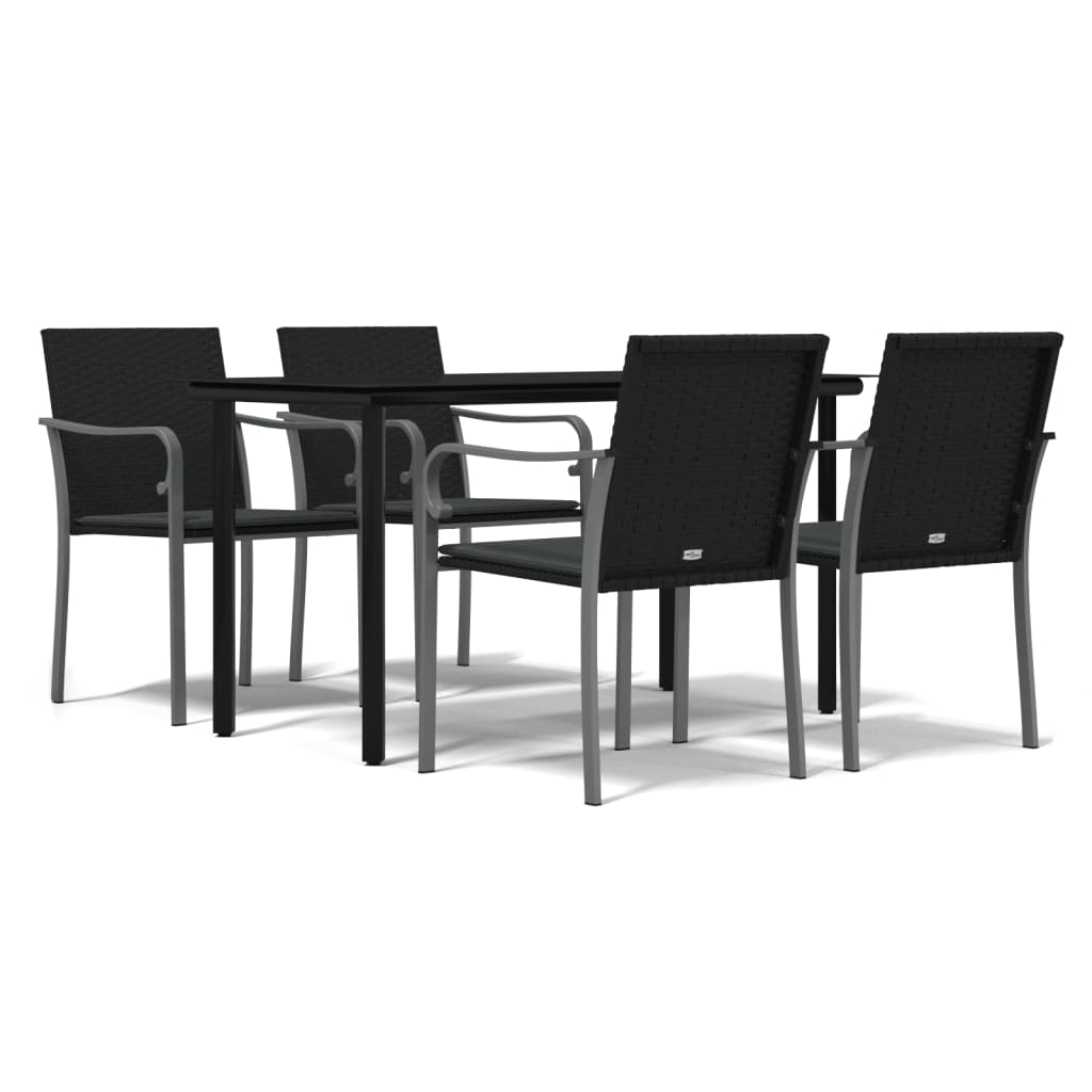Garden Dining Set Black, Dark Grey