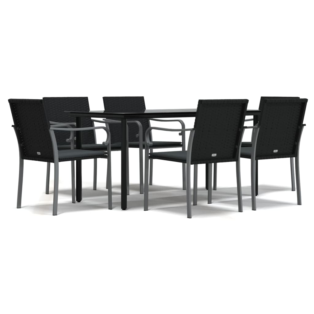 Garden Dining Set Black, Dark Grey
