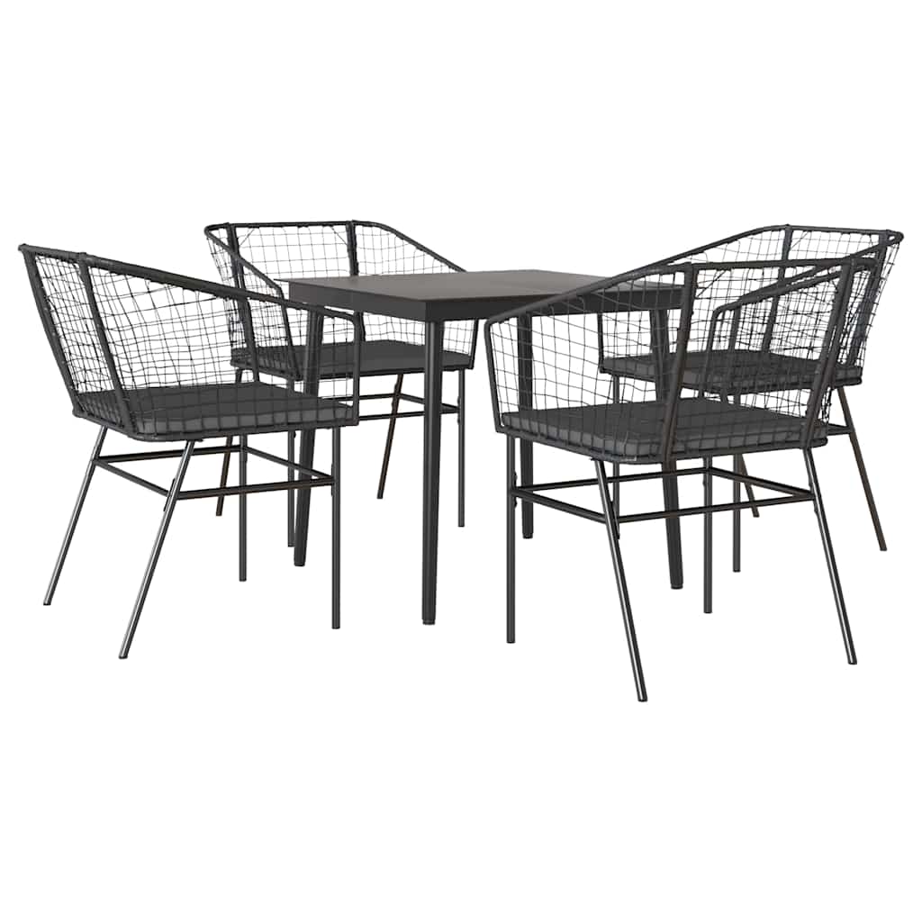 Garden Dining Set Black, Dark Grey, Transparent