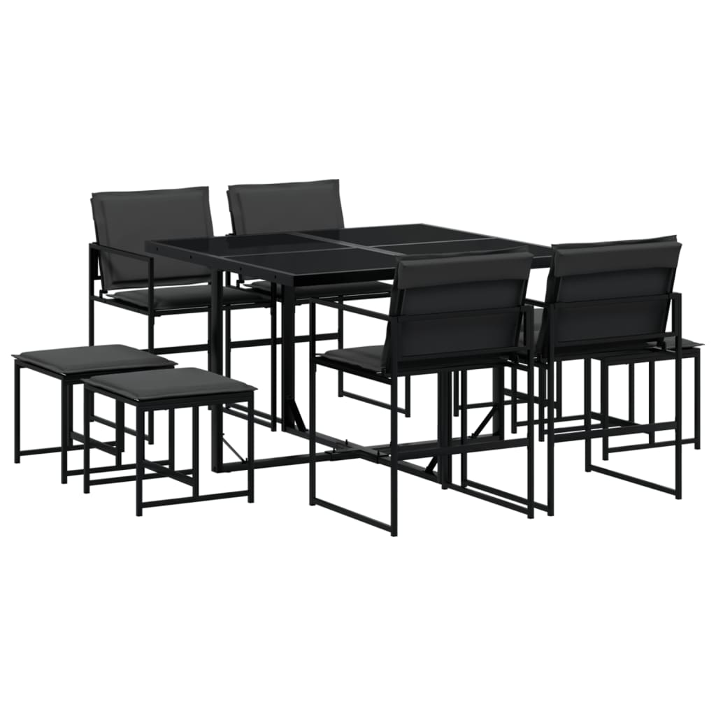 Garden Dining Set Black, Dark grey