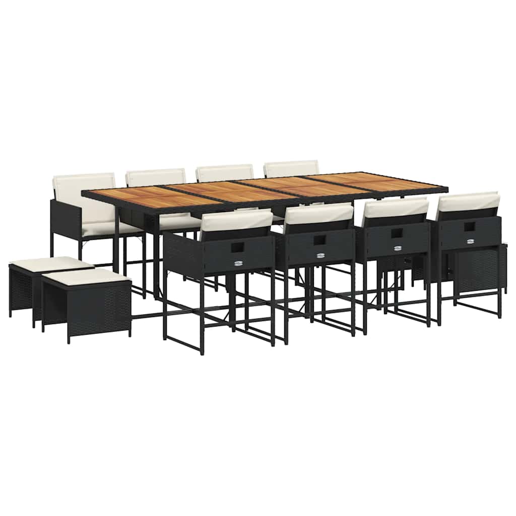 Garden Dining Set Black PE rattan 12-seater Foldable