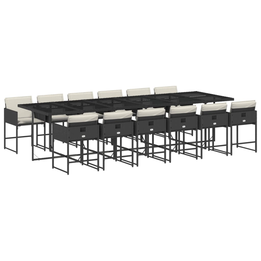 Garden Dining Set Black PE Rattan 12-seater Foldable