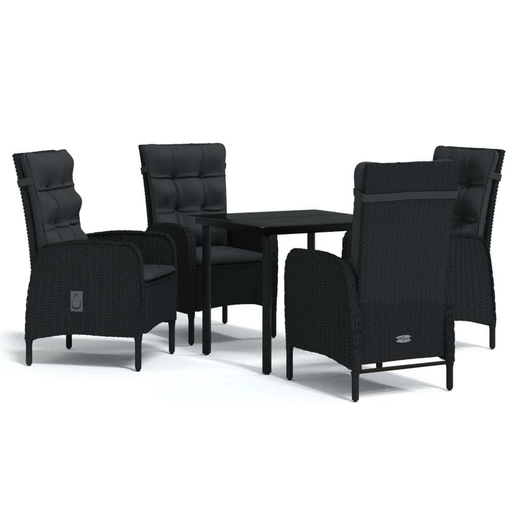 Garden Dining Set Black PE rattan 31.5 in x 31.5 in x 29.1 in