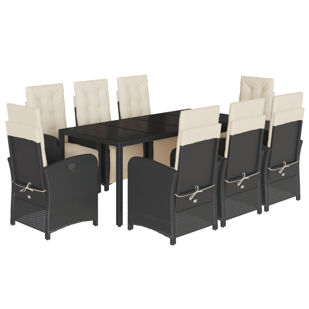 Garden Dining Set Black PE rattan 33.5-43.3 in