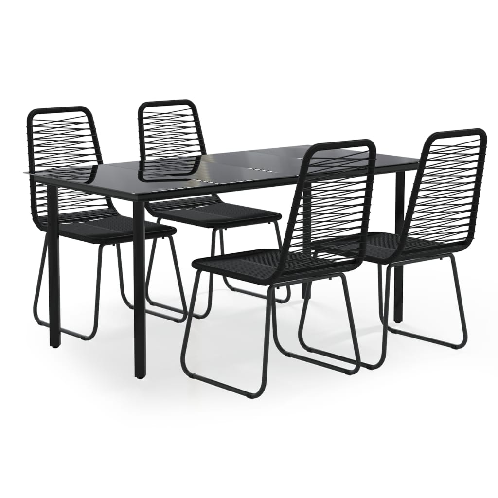 Garden Dining Set Black PE Rattan 5 Piece Set Durable