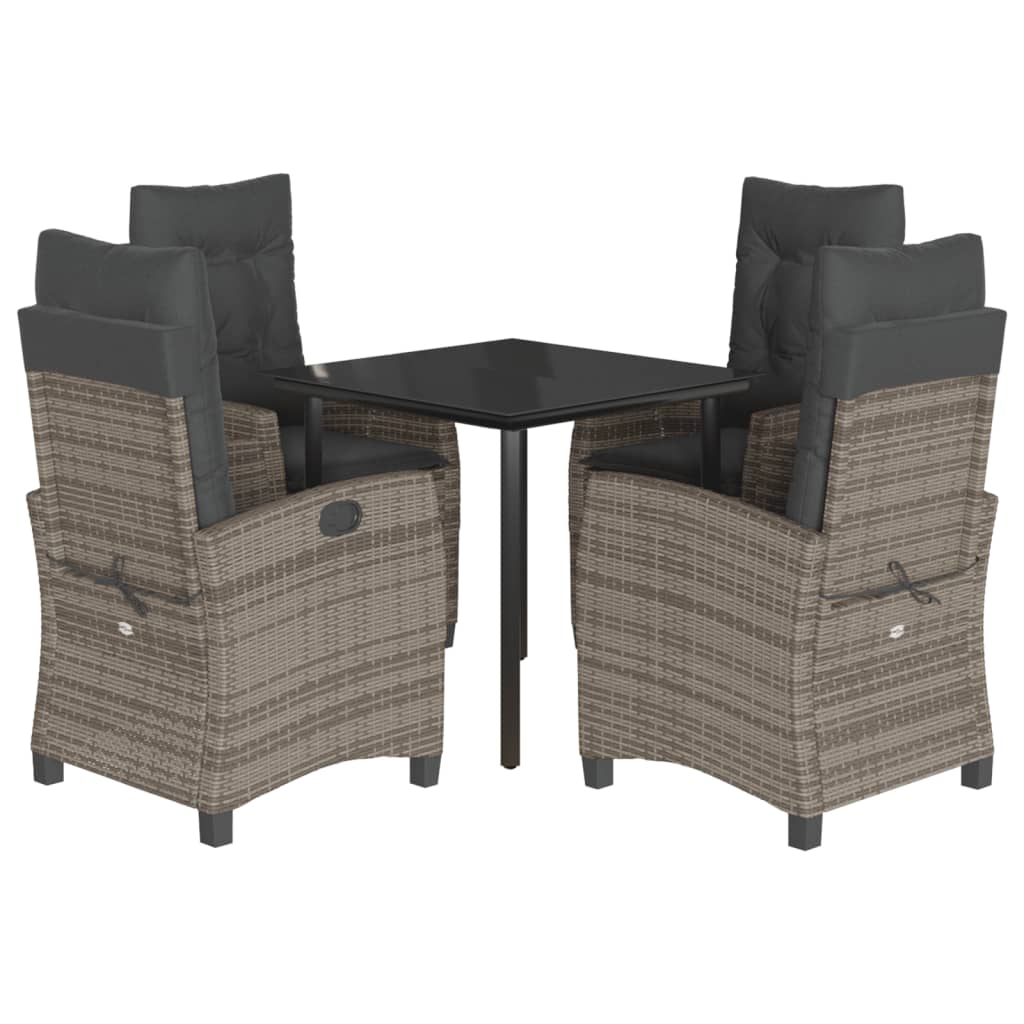 Garden Dining Set Black PE rattan 5 Piece Set Modern
