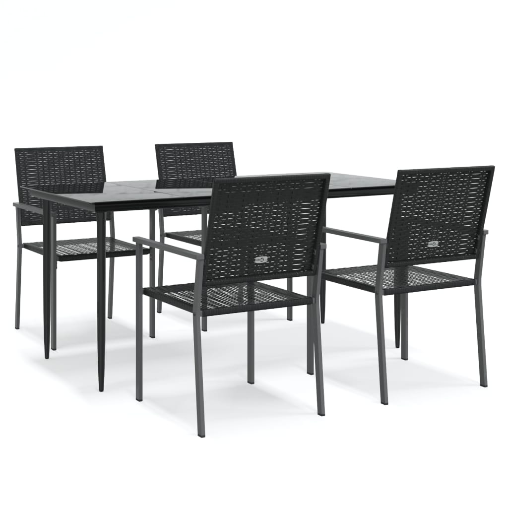 Garden Dining Set Black PE Rattan 5 Piece Set Seats Plenty