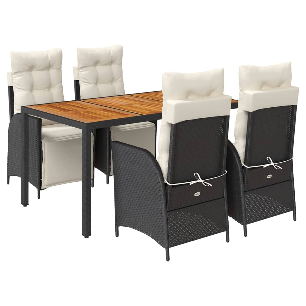 Garden Dining Set Black PE rattan 5 Piece Set