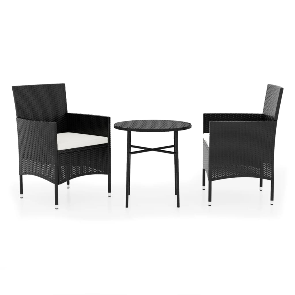 Garden Dining Set Black PE rattan Compact Removable Covers
