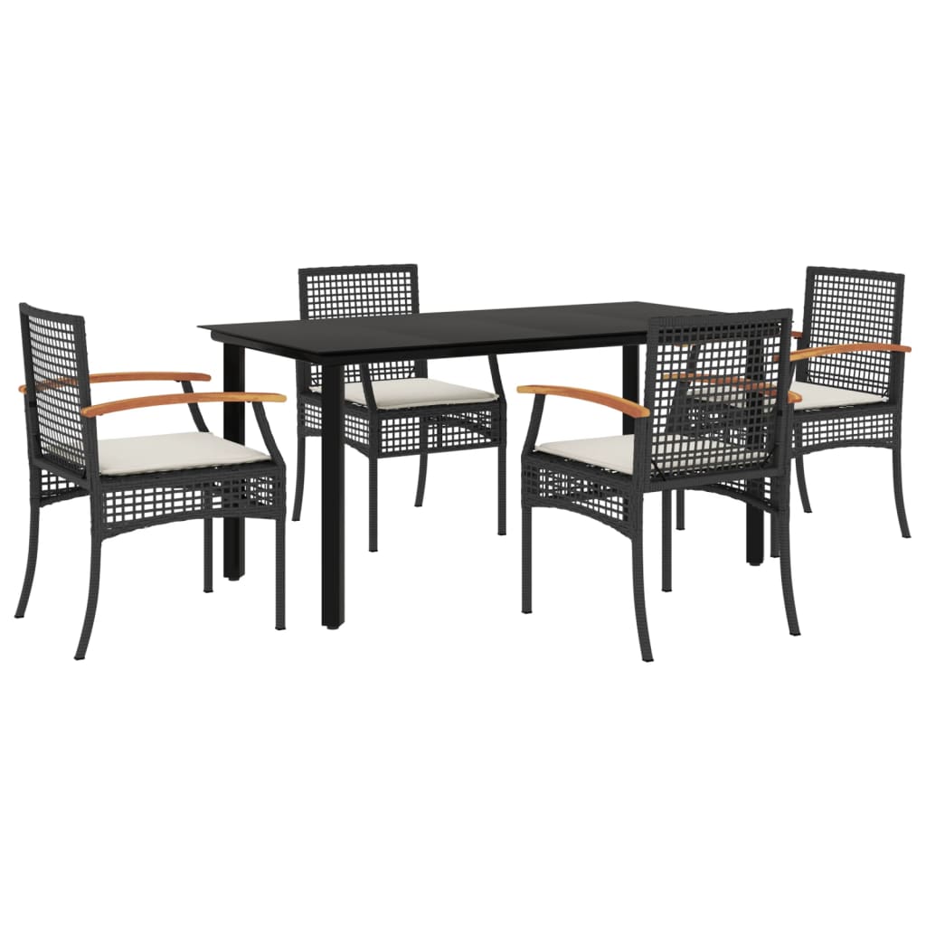 Garden Dining Set Black PE rattan Five-piece set