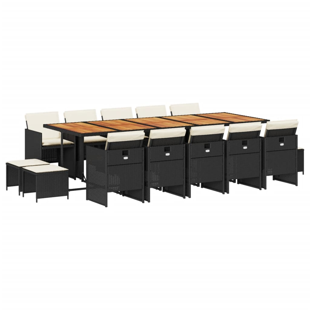 Garden Dining Set Black PE rattan Large Foldable