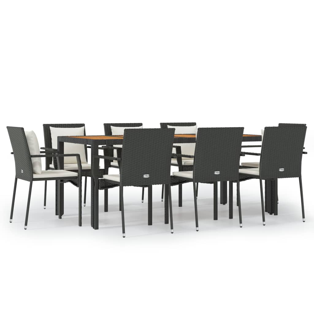 Garden Dining Set Black PE rattan Large Modular
