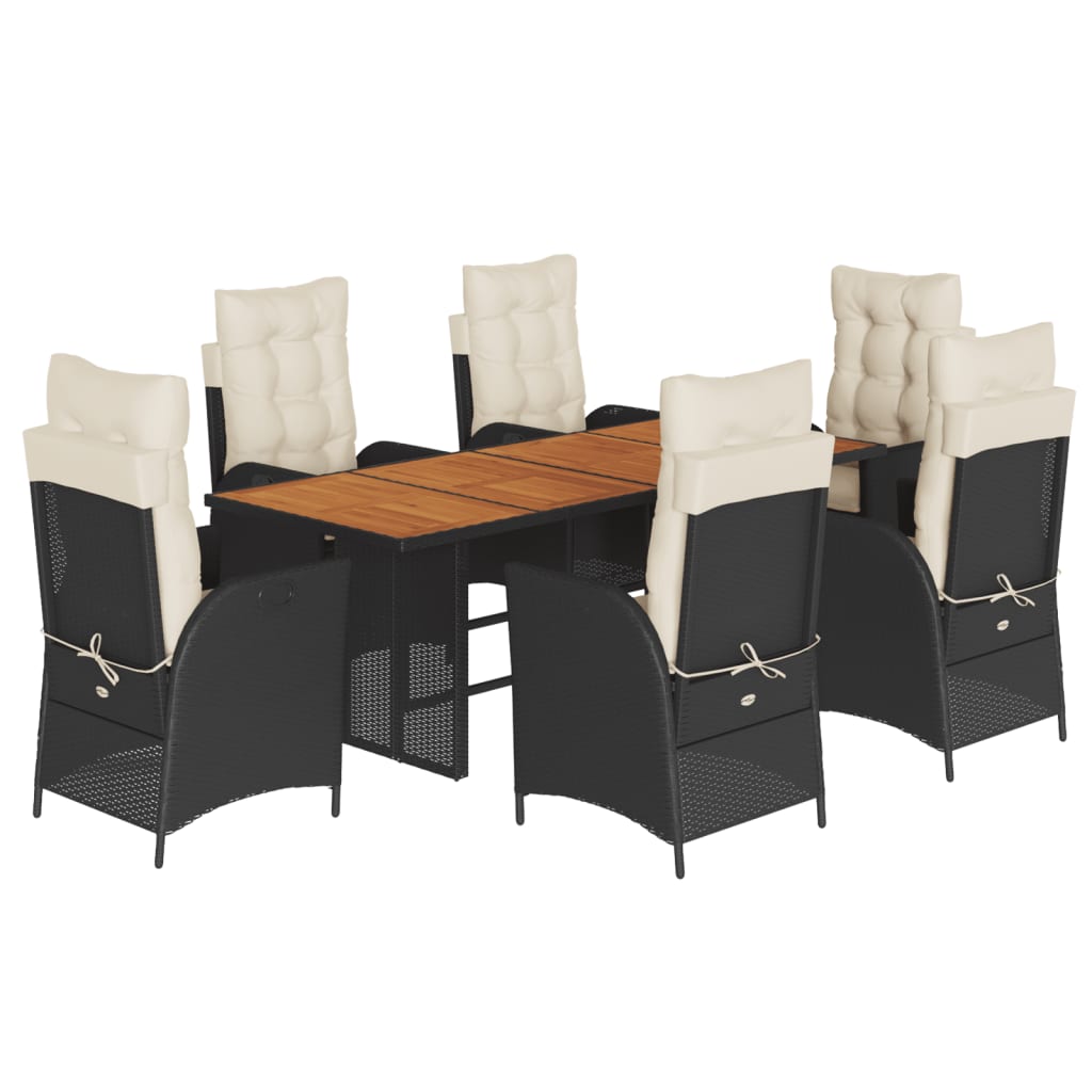 Garden Dining Set Black PE rattan Large Removable Covers