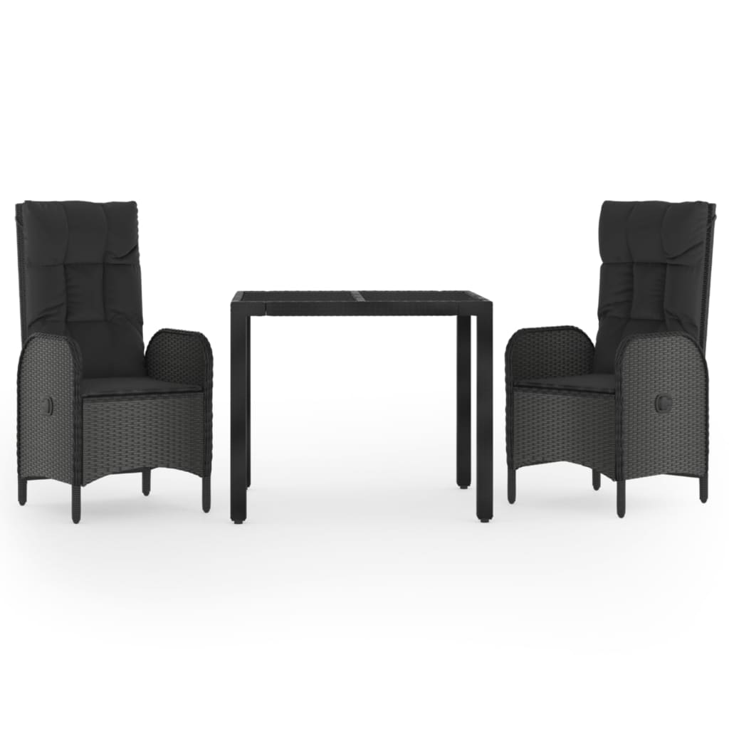 Garden Dining Set Black PE rattan Medium Adjustable Armrests