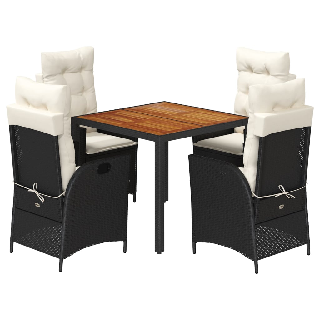Garden Dining Set Black PE rattan Medium Adjustable Armrests