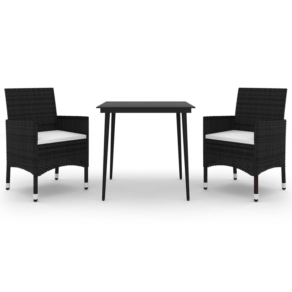 Garden Dining Set Black PE rattan Medium Durable