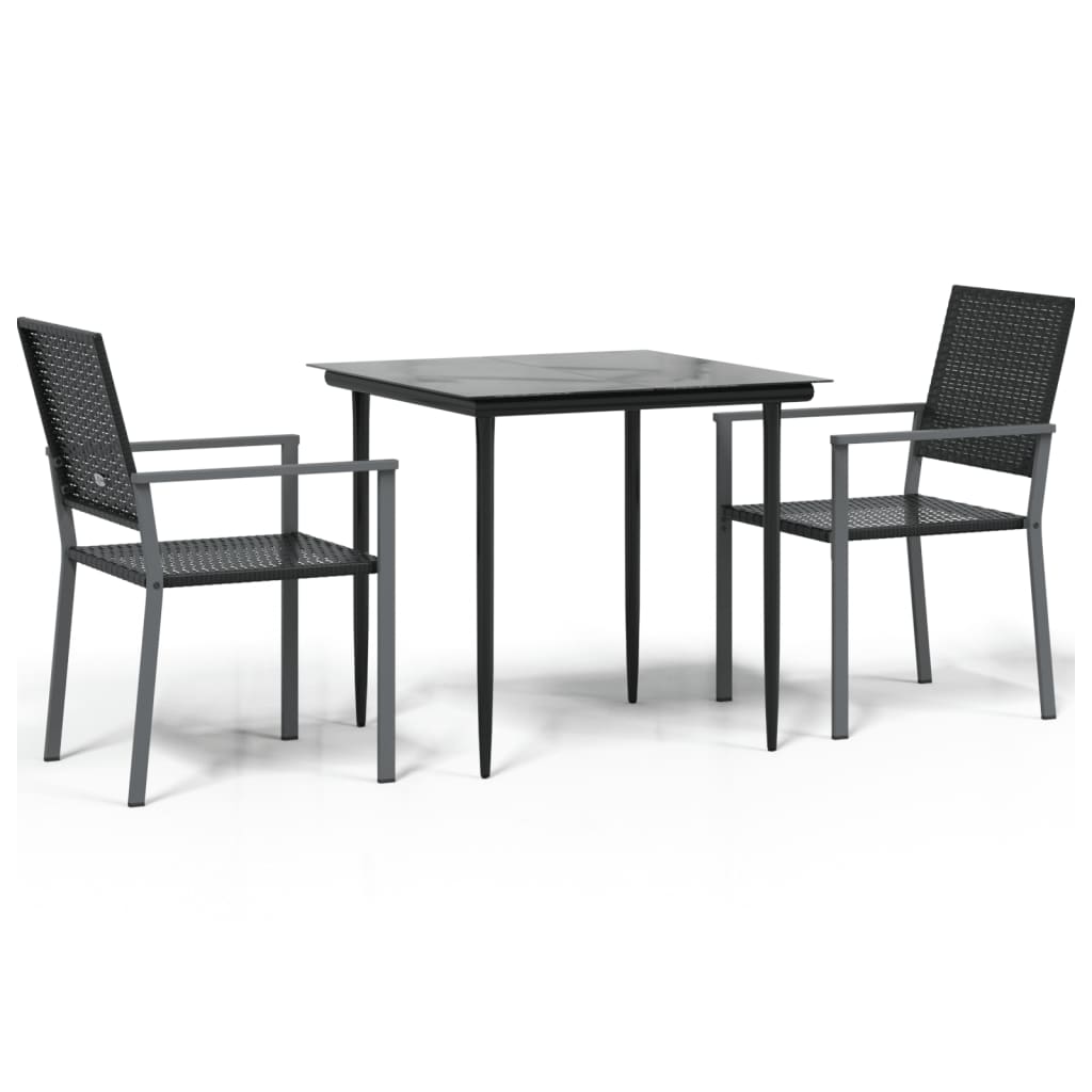Garden Dining Set Black PE rattan Medium Durable