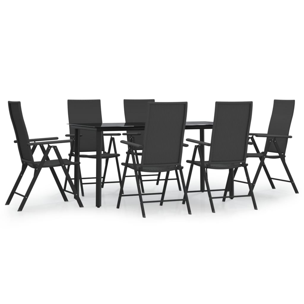 Garden Dining Set Black PE rattan Medium Foldable