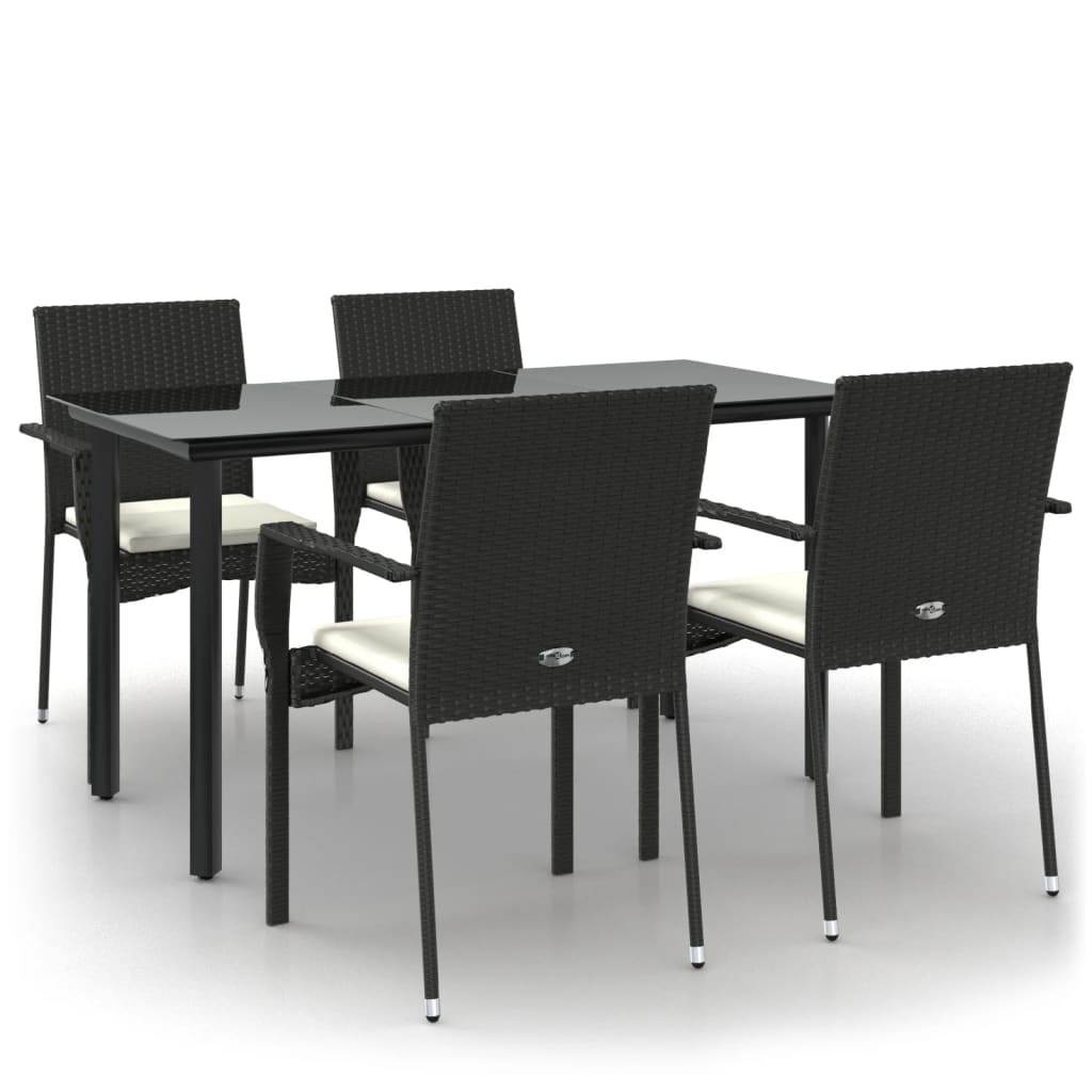 Garden Dining Set Black PE rattan Medium Modular