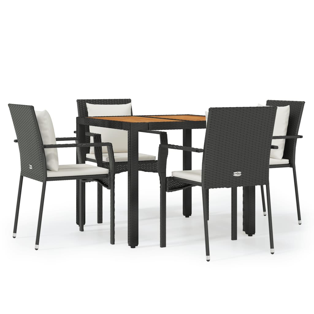 Garden Dining Set Black PE Rattan Medium Modular