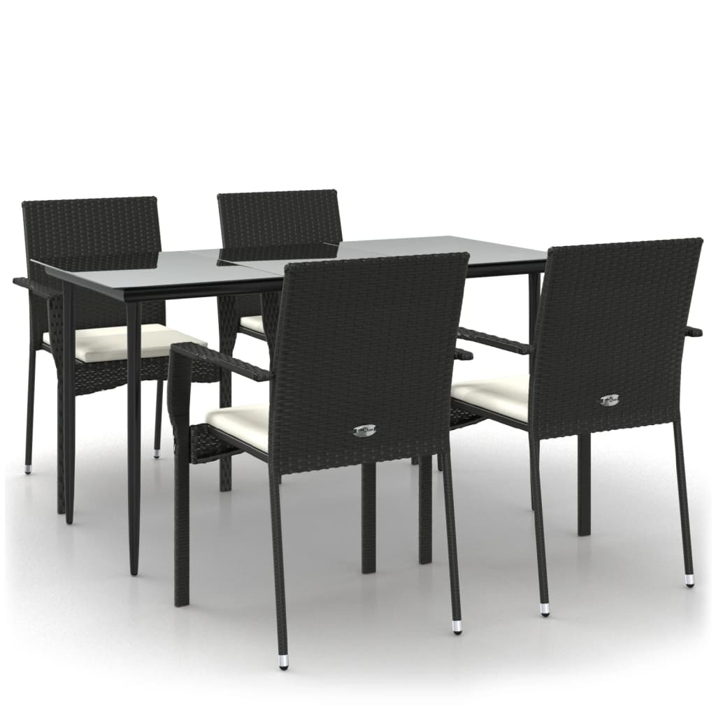 Garden Dining Set Black PE Rattan Medium Modular