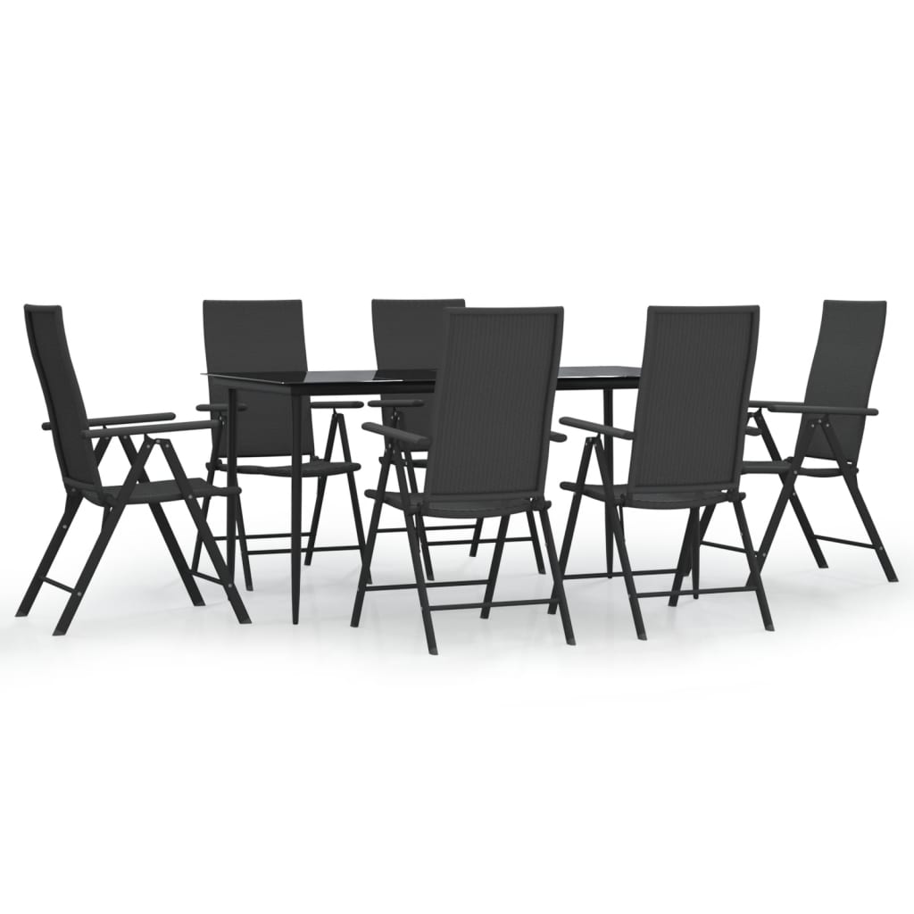 Garden Dining Set Black PE rattan Medium Multi-Position Backrest