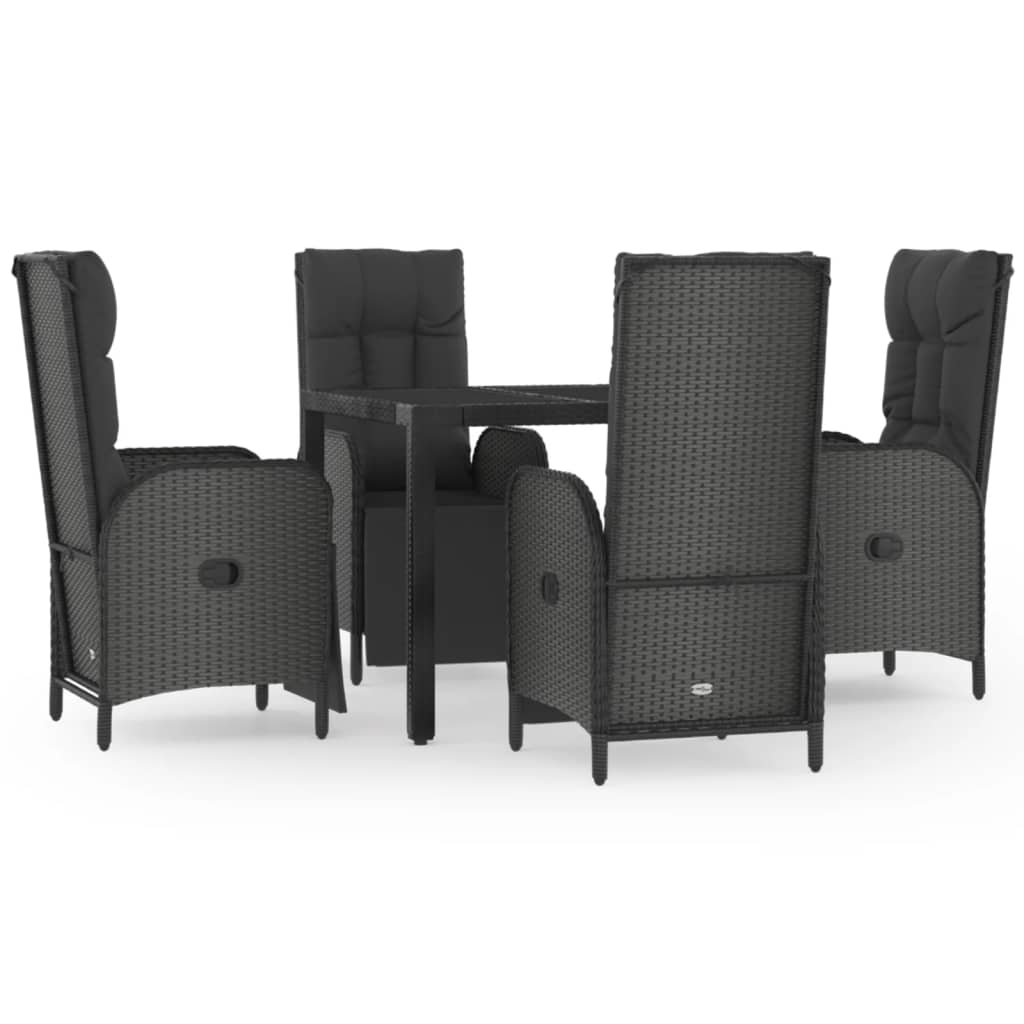 Garden Dining Set Black PE rattan Medium