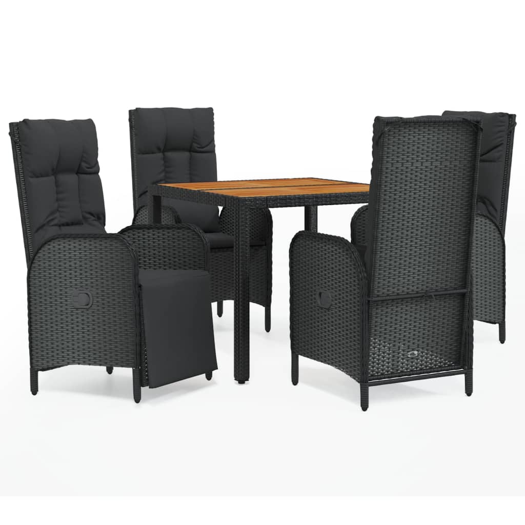 Garden Dining Set Black PE rattan Standard Adjustable Armrests