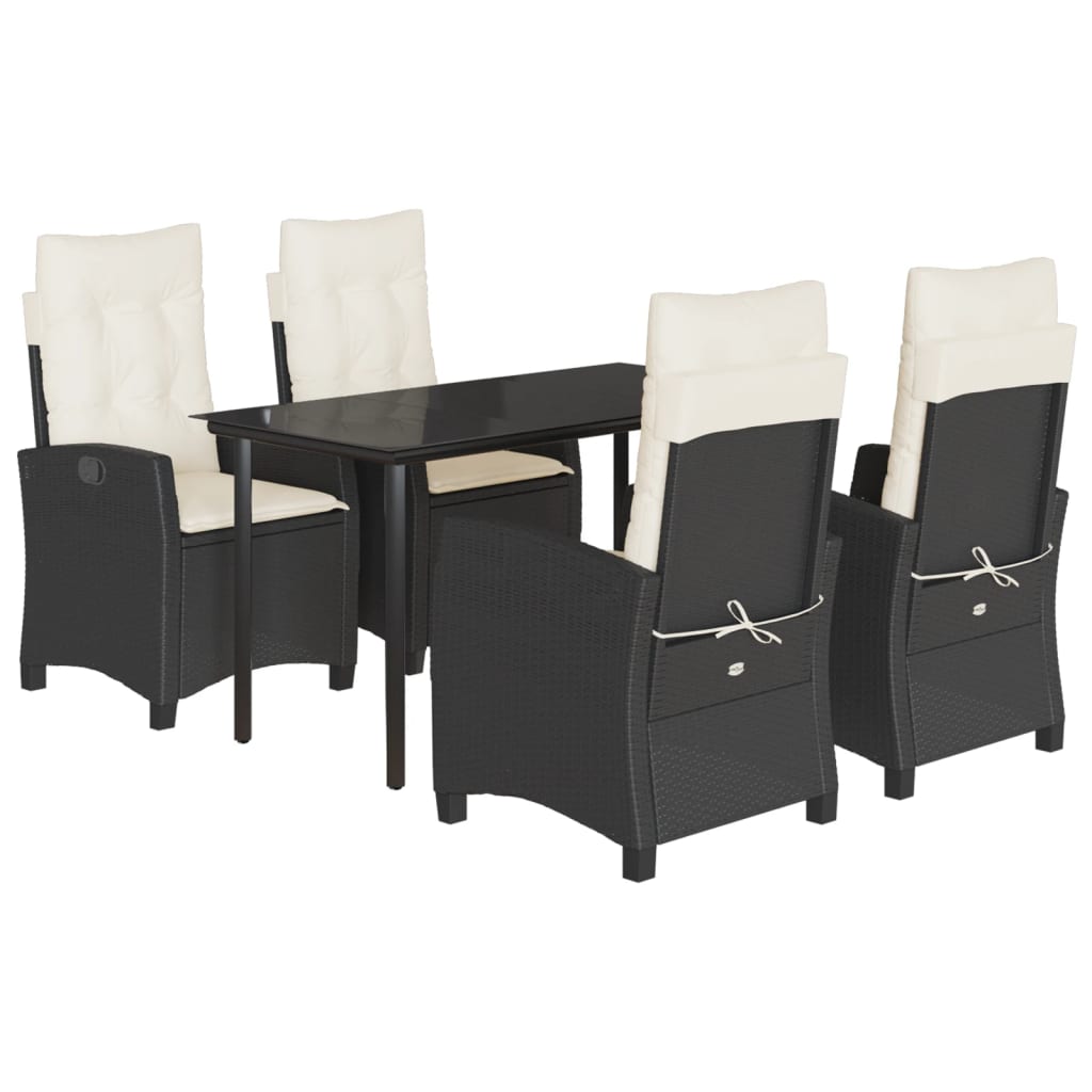Garden Dining Set Black PE Rattan Standard UV-resistant materials