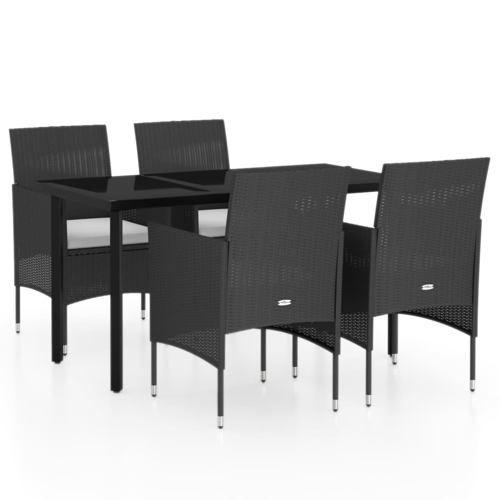 Garden Dining Set Black PE Rattan Sturdy Garden Dining Set