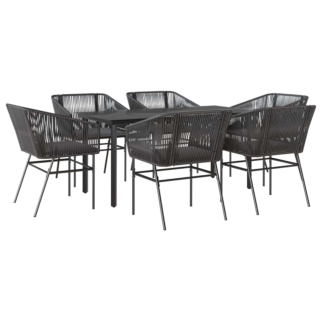 Garden Dining Set Black Poly Rattan 6-Seater