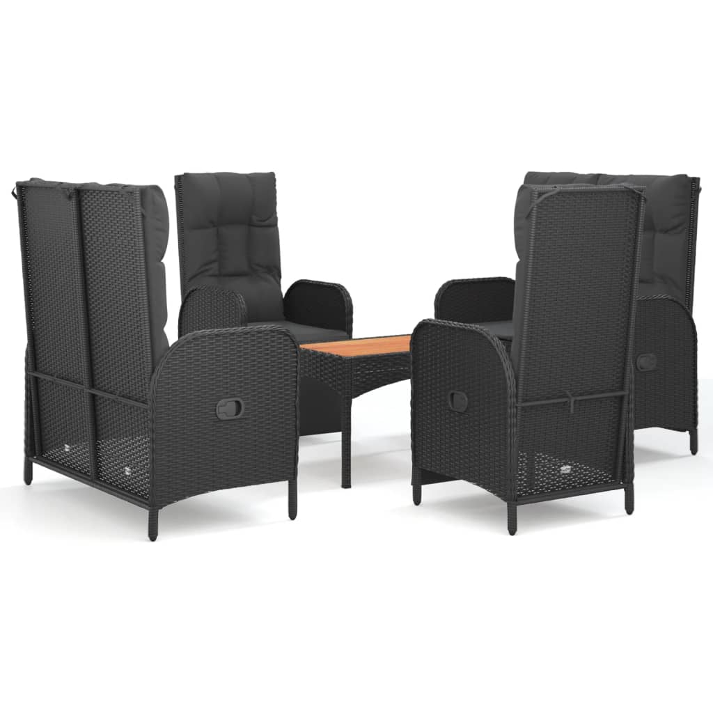 Garden Dining Set Black Poly Rattan Five Piece Set