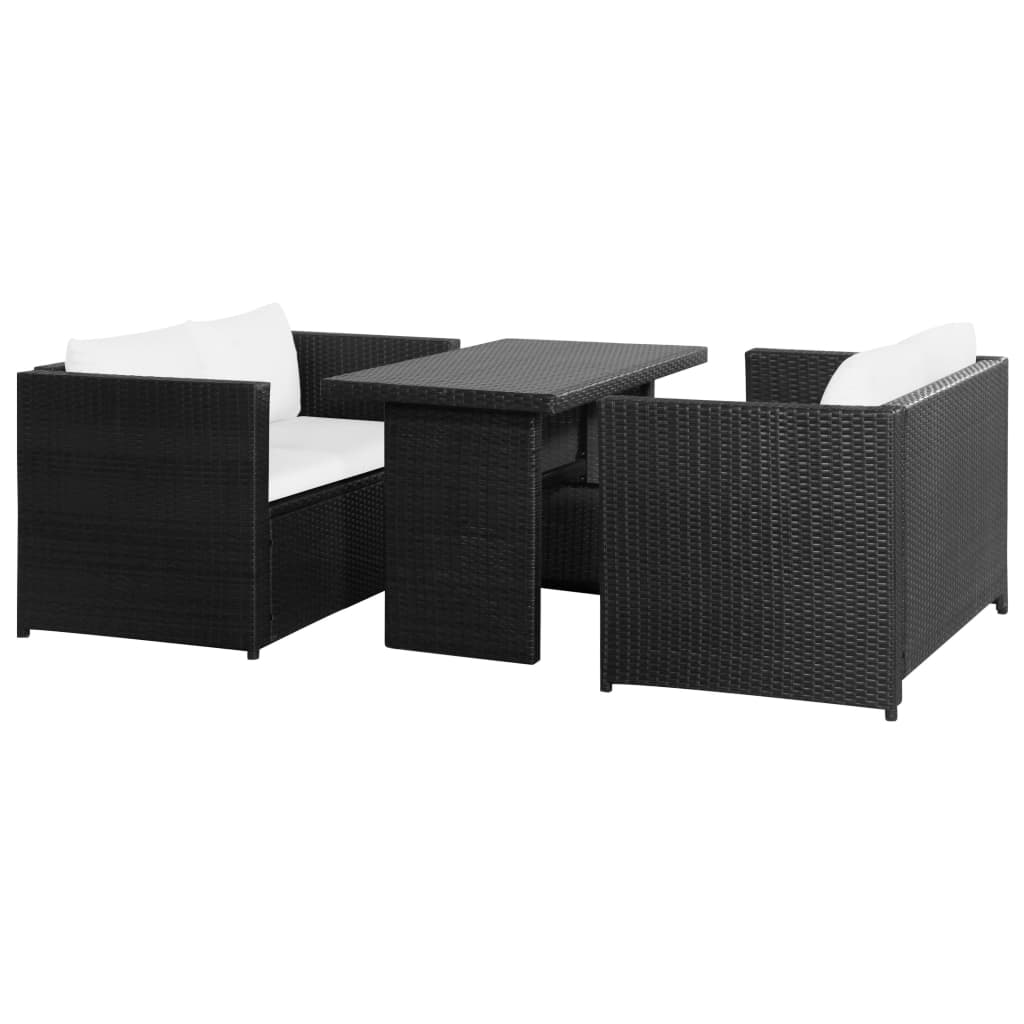 Garden Dining Set Black Poly Rattan Large Modular