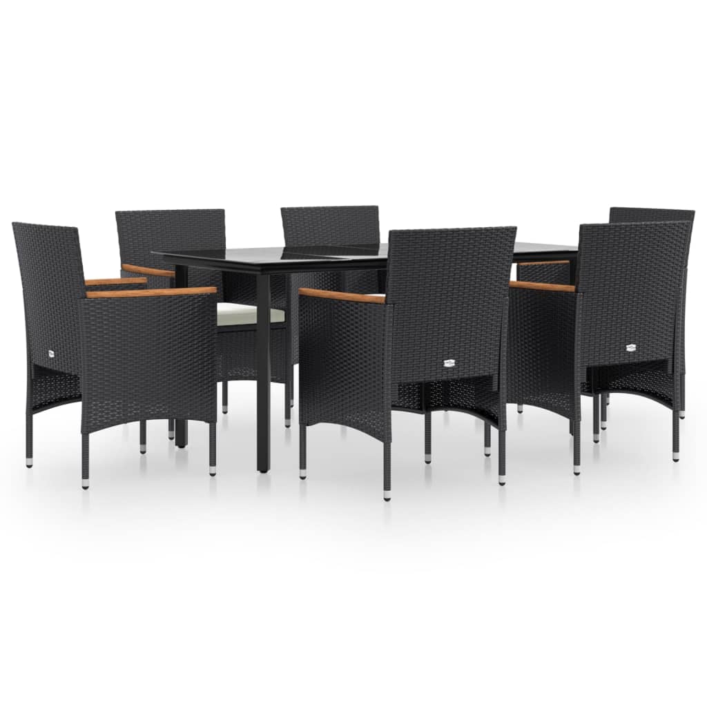 Garden Dining Set Black Poly rattan Medium Durable