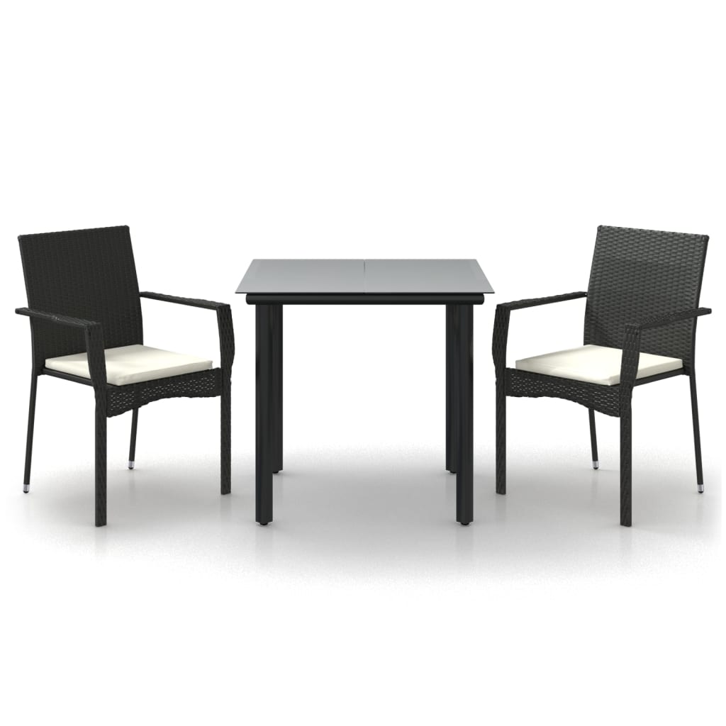 Garden Dining Set Black Poly Rattan Regular Modular