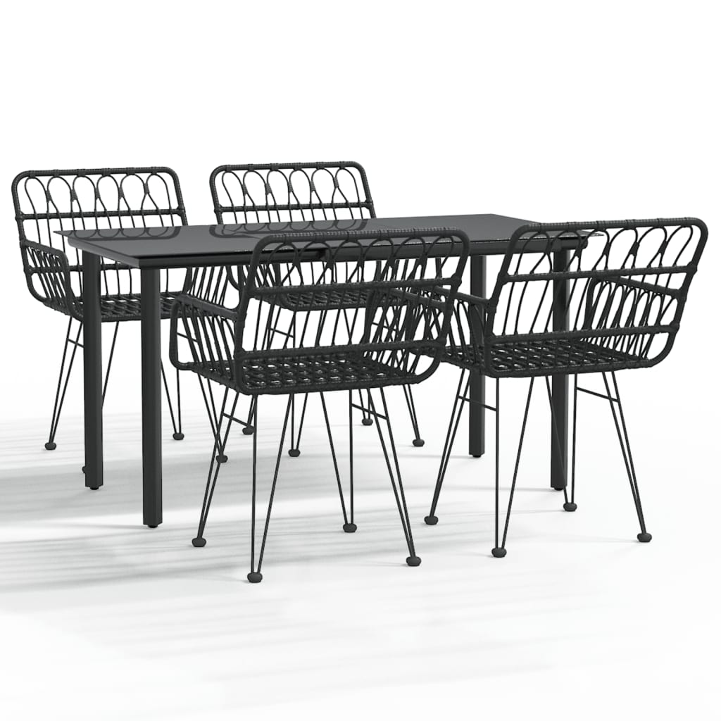 Garden Dining Set Black Polyethylene rattan Medium Durable