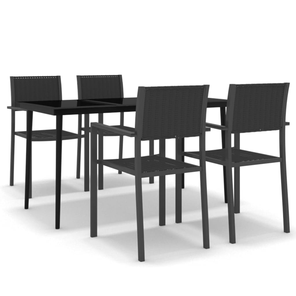Garden Dining Set Black Powder-coated steel, glass, plastic