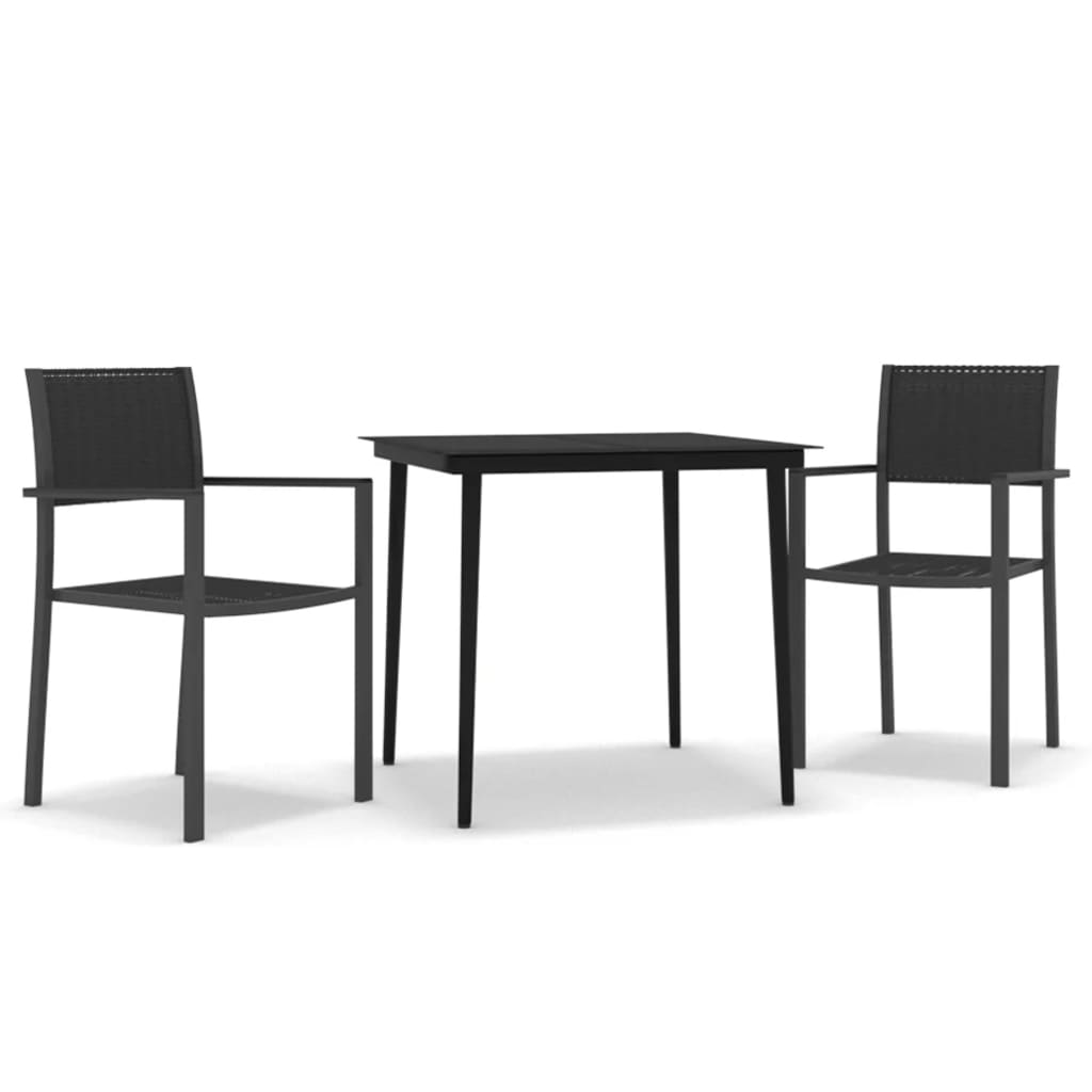 Garden Dining Set Black Powder-coated steel, glass, plastic