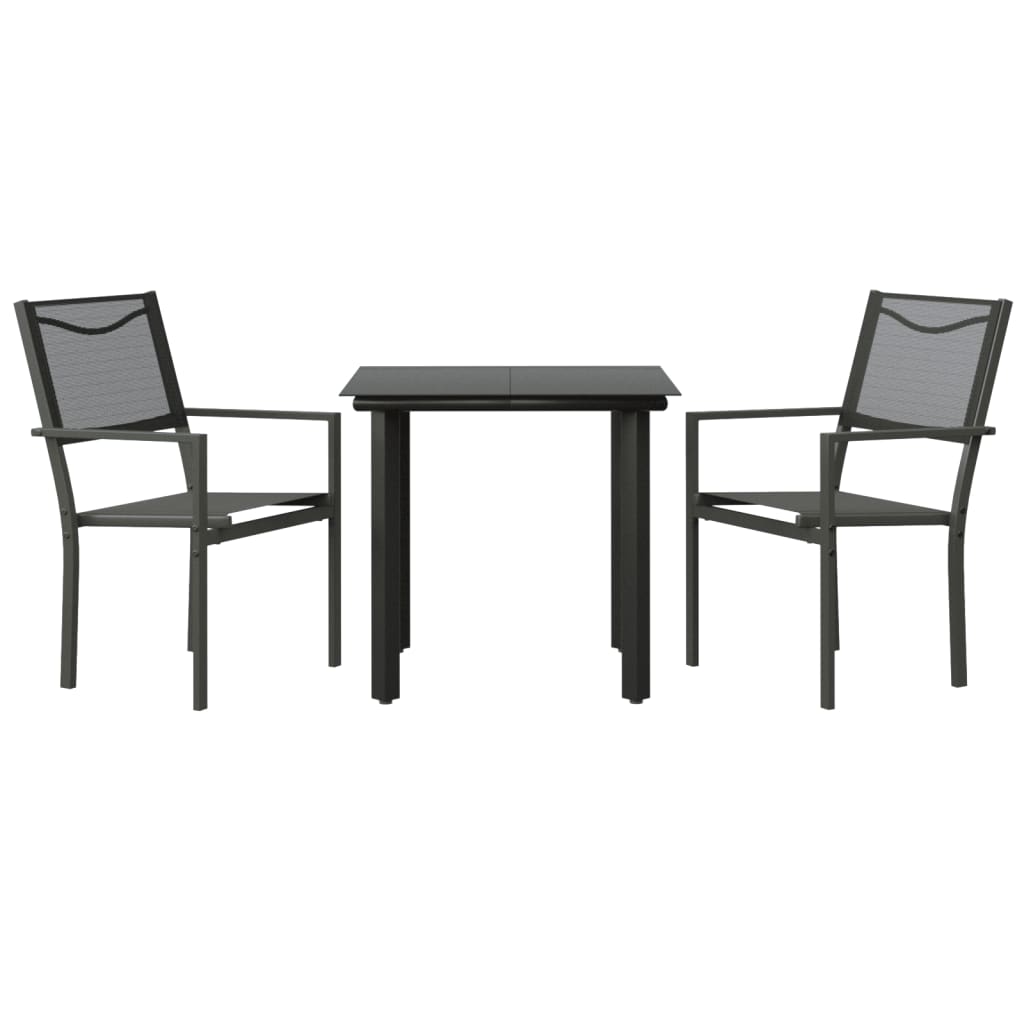 Garden Dining Set Black Powder-coated steel Medium Durable