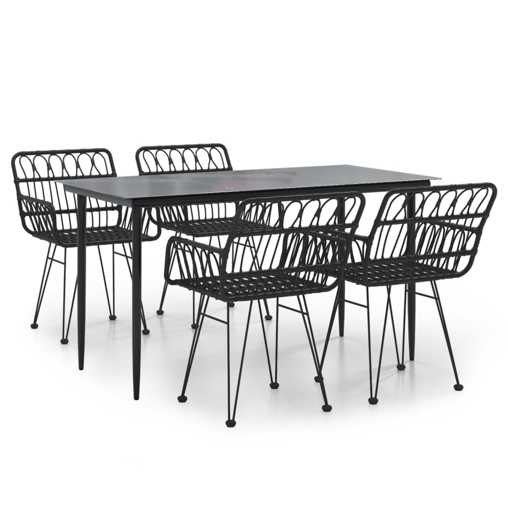Garden Dining Set Black Powder-coated steel Medium Durable