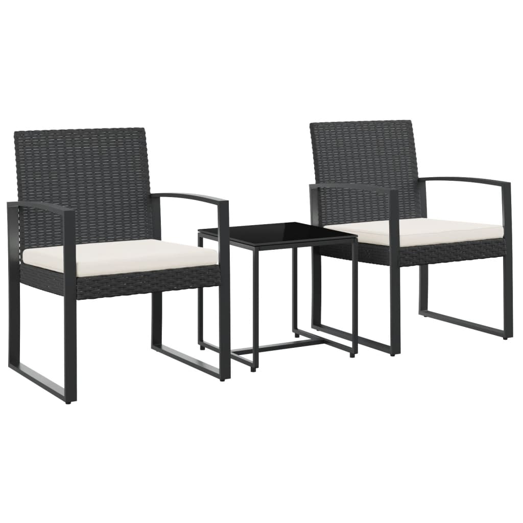 Garden Dining Set Black PP Rattan Standard Modular