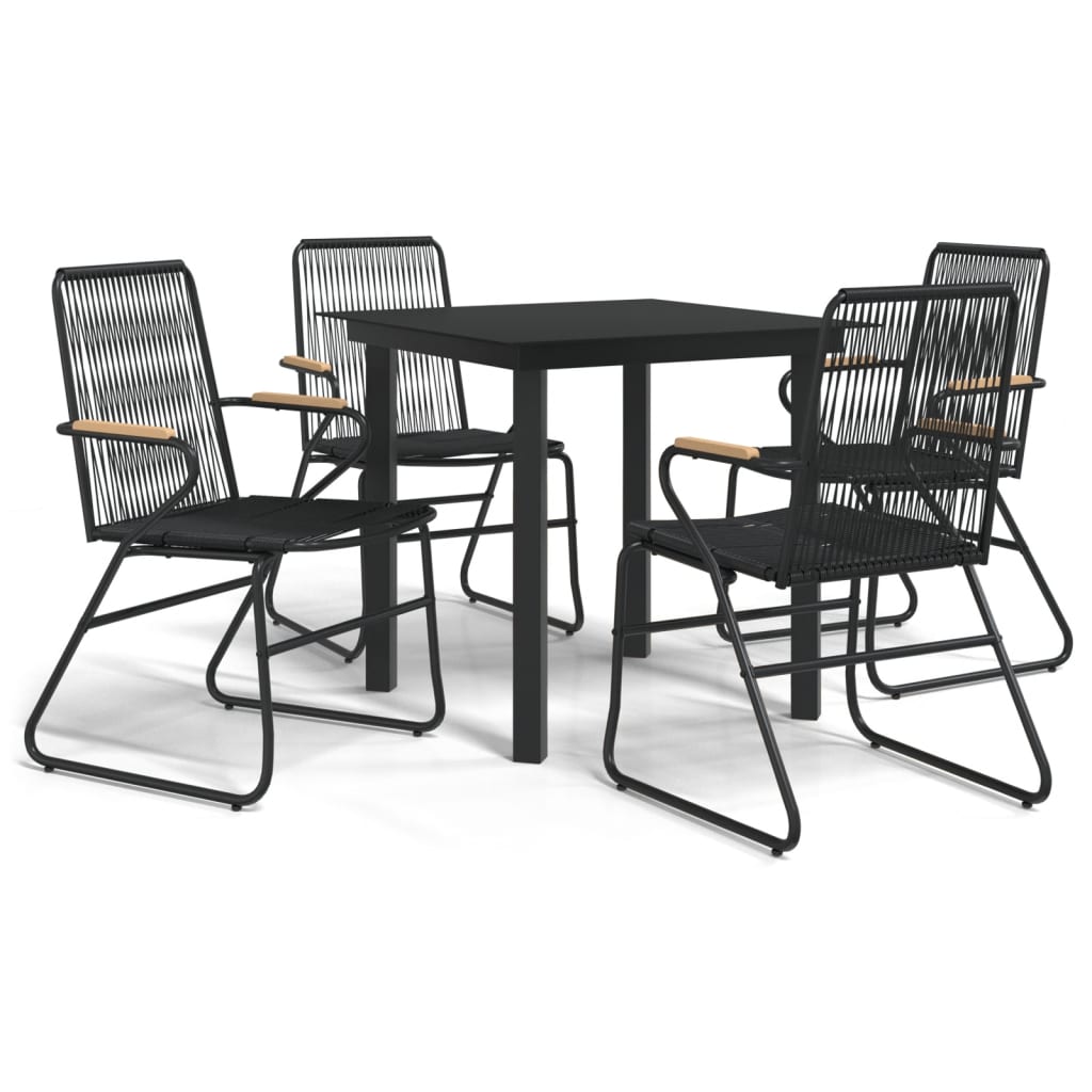 Garden Dining Set Black PVC Rattan Medium Seats Many