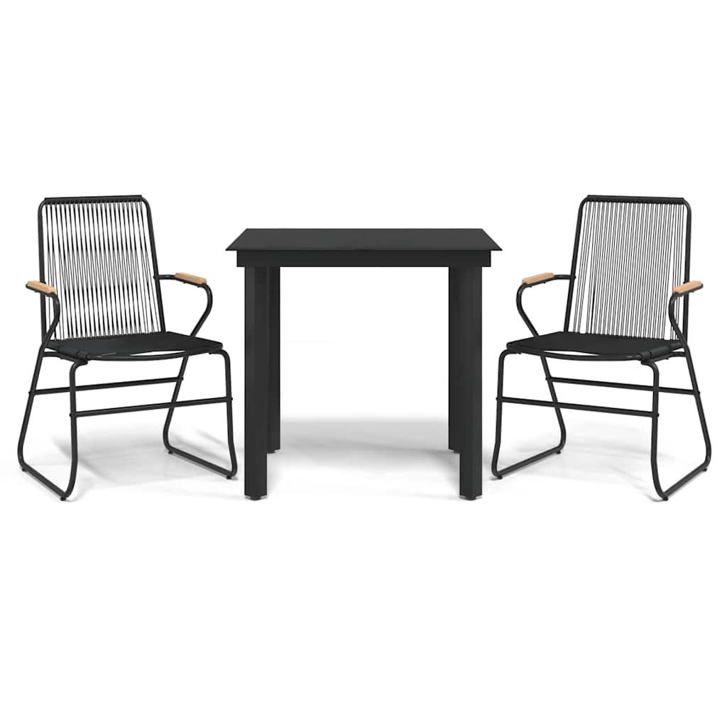 Garden Dining Set Black PVC Rattan Small Durable
